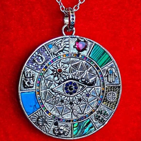 925 SILVER LUCKY FORTUNE CRYSTAL EVIL EYE HAMSA TURQUOISE HORSESHOE MOON HEART - Picture 2 of 14